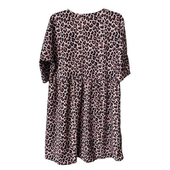 ECOWISH Animal Print Short Sleeve Button Detail Dress Women's Size Lg NWT - Picture 4 of 13